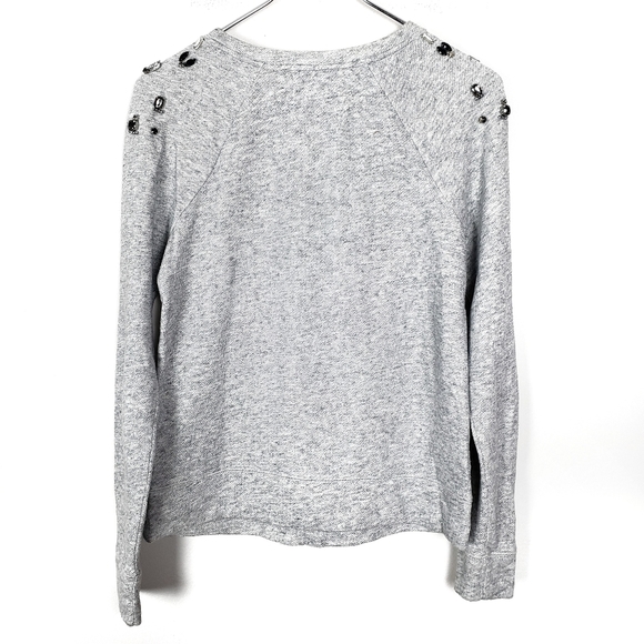 LOFT ANN TAYLOR Gray Jeweled Gray Scoop Neck Sweater Size: X-Small - Picture 7 of 7
